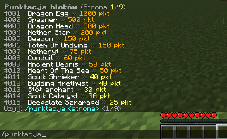 Wartości bloków w SkyBlock