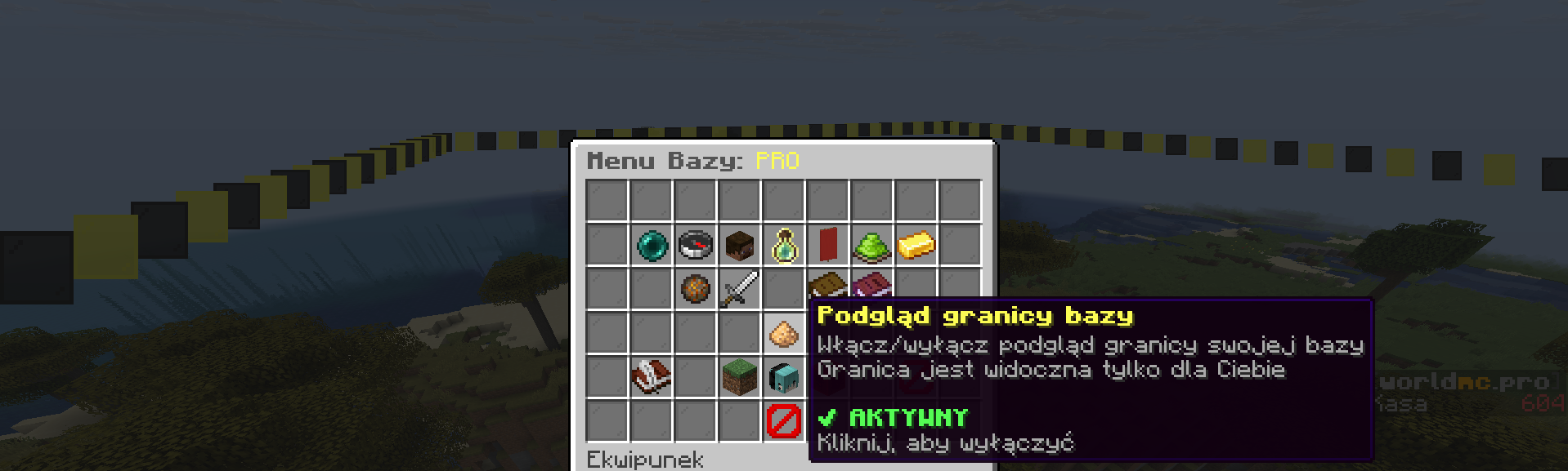 Przycisk podglądu granicy w menu bazy